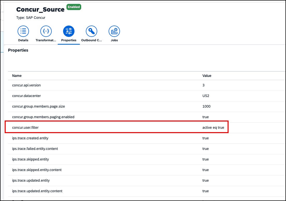 Concur Source Properties
