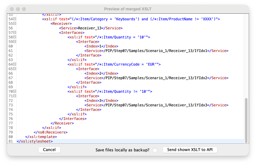 Merge XSLTs Dialog