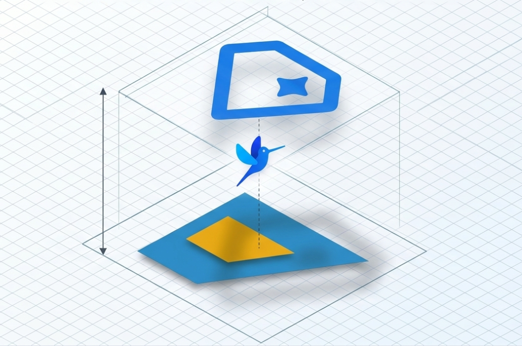 Joule and SAP GUI for Windows integration — an isometric illustration showing the Joule capability layer projected onto the SAP GUI layer