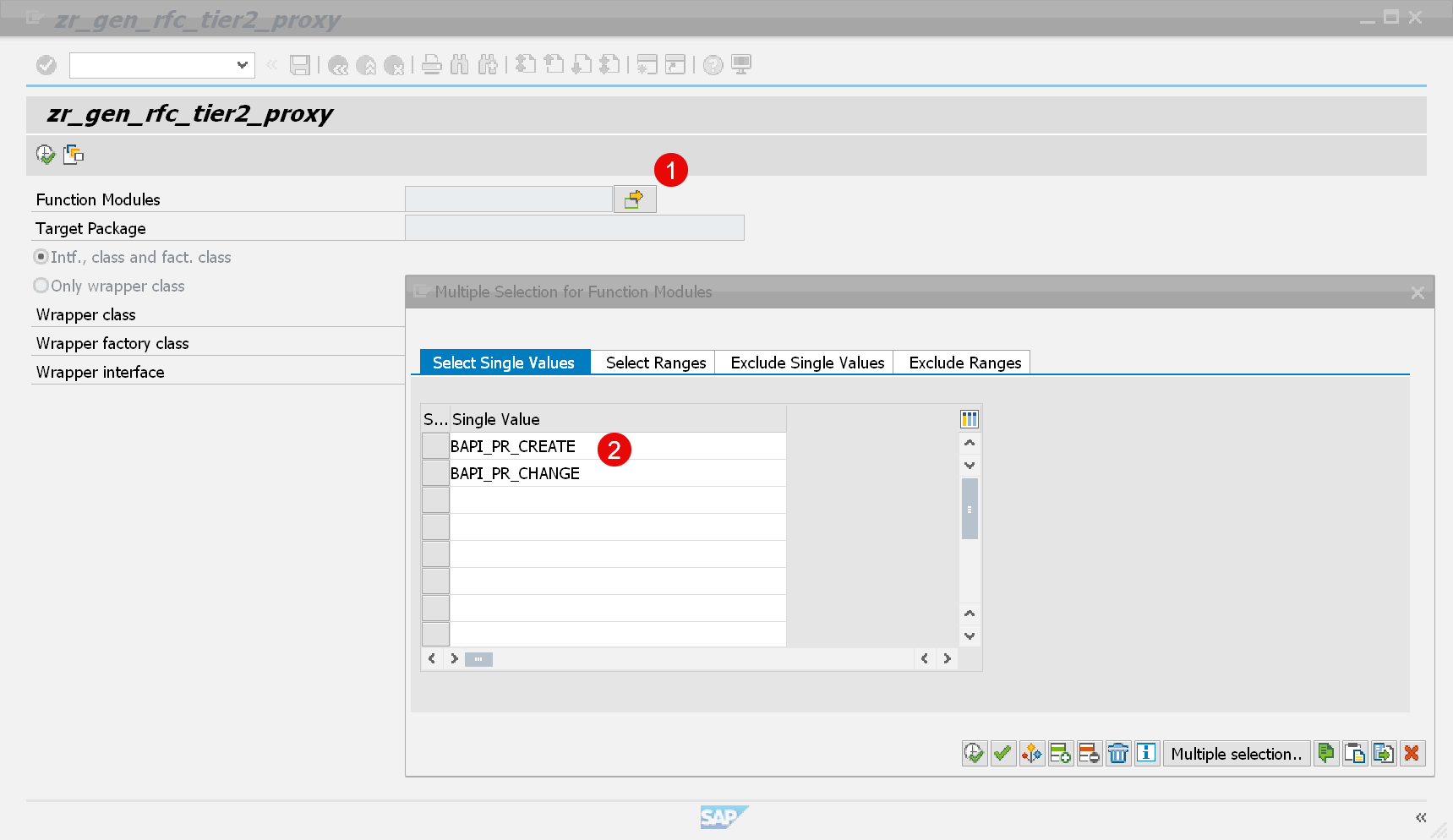 Select function modules