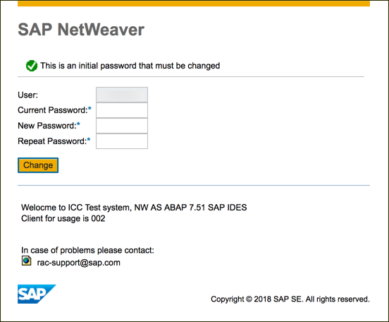 Initial login - change your password