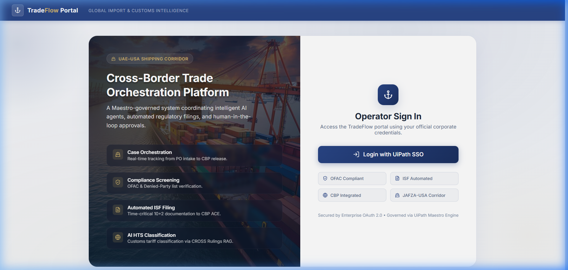 Operator Login Page