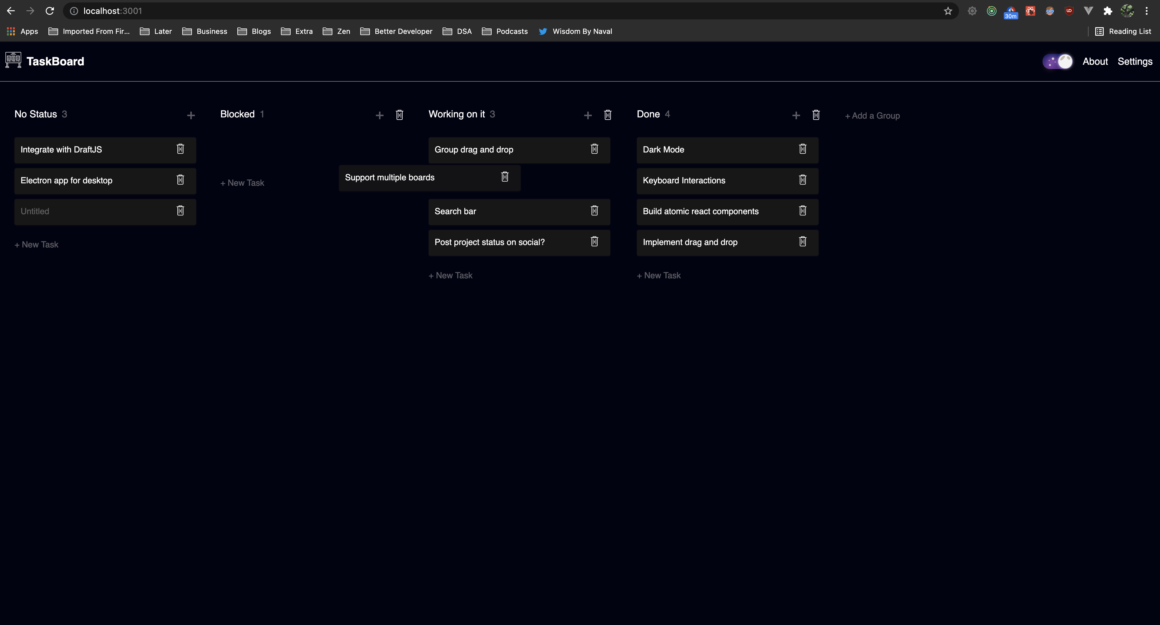 Task Board - Dark Mode