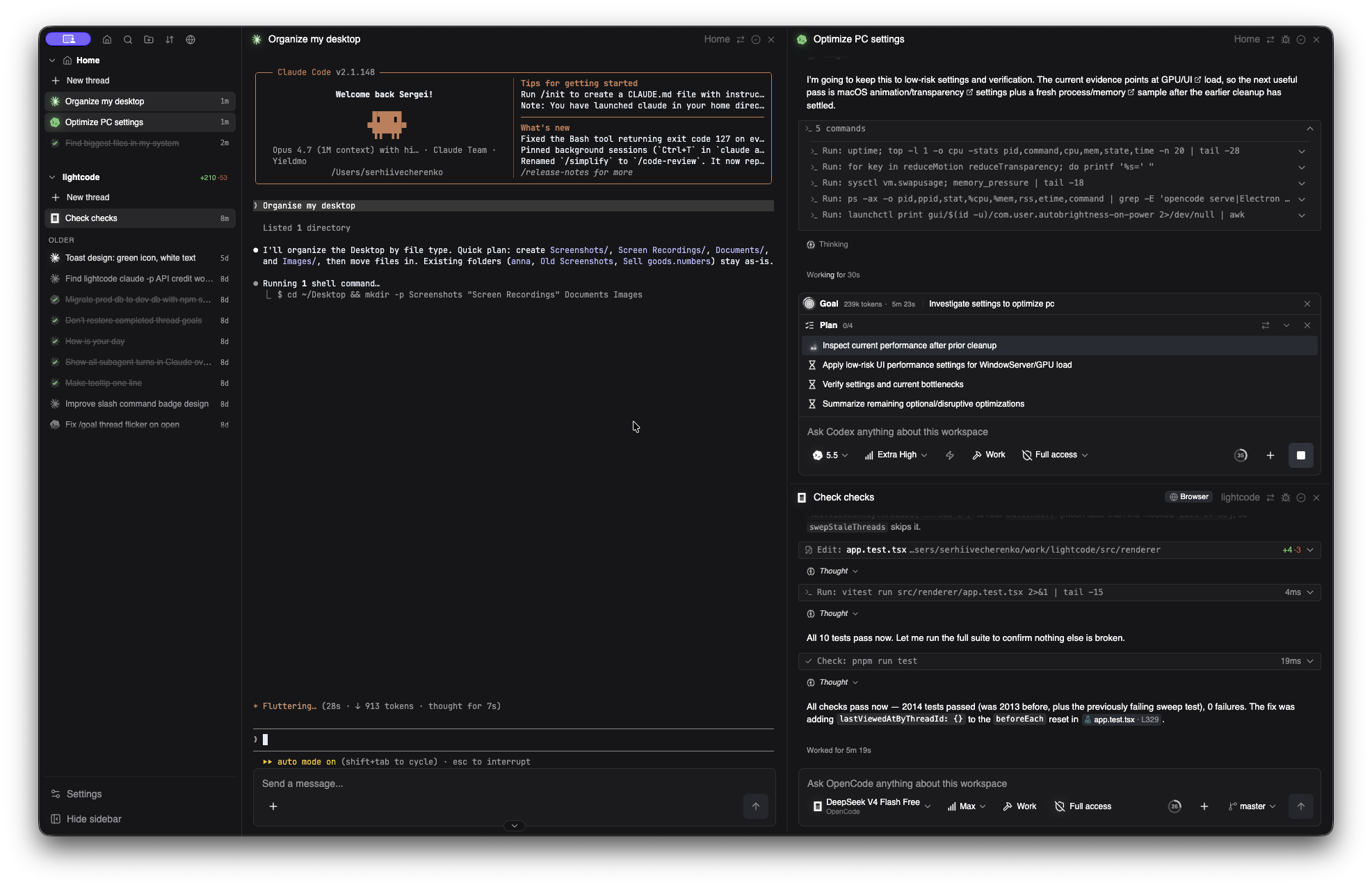 Lightcode — AI agents running side-by-side