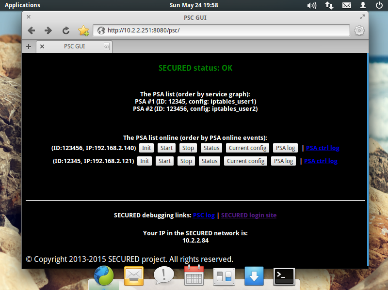 PSC dashboard for viewing and controlling PSAs 