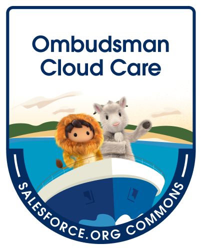 Ombudsman Cloud Care logo featuring Lionheart Astro connecting a Naval officer to an ombudsman on the deck of a carrier.