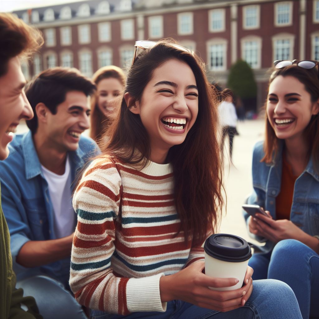 Photo of women in group with coffee in hand