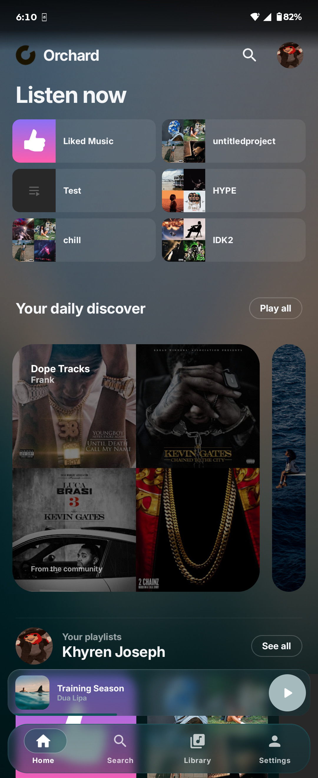 Android Home with recommendations and playlists