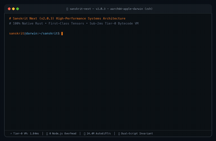 Sanskrit Next Terminal Live Demo