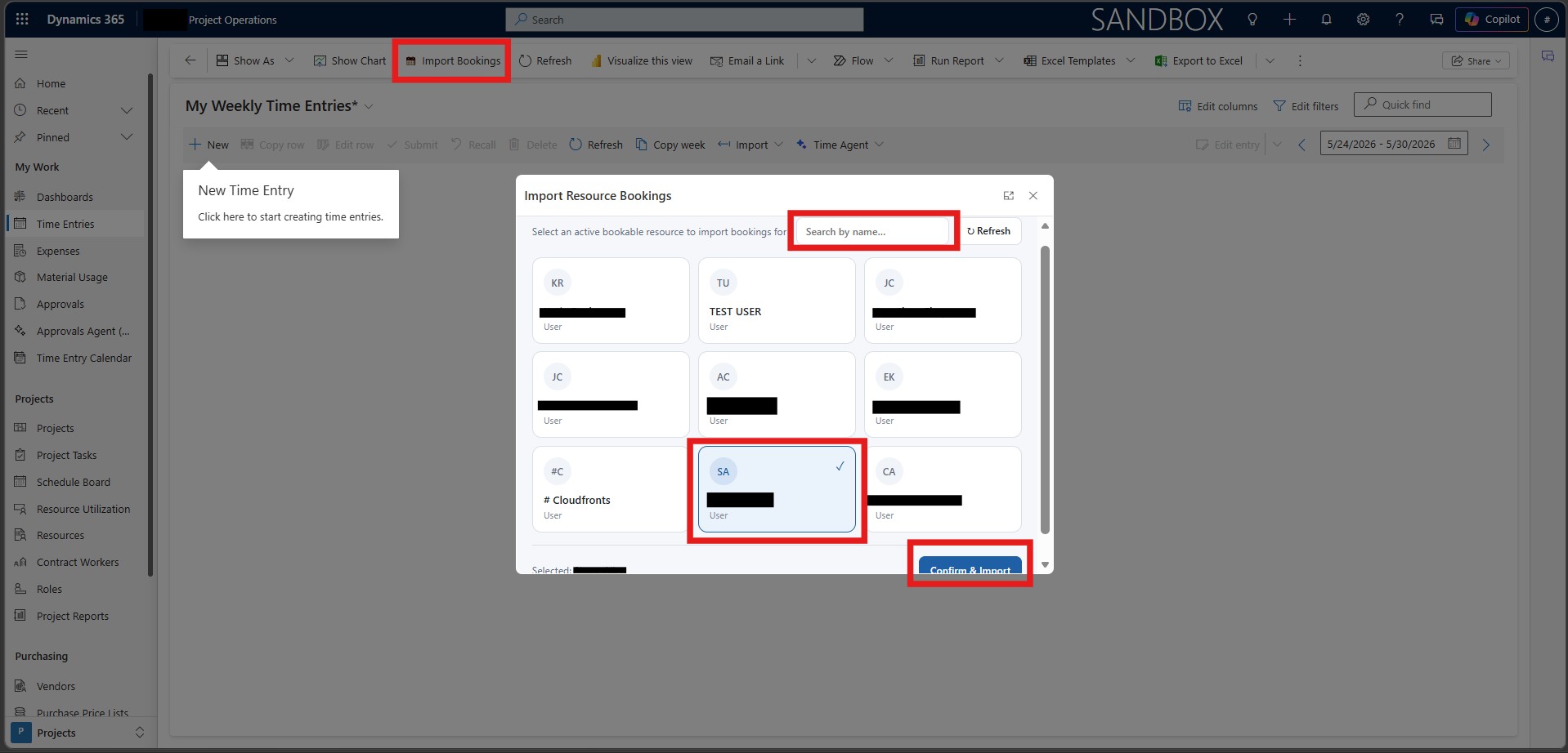 Dynamics 365 Project Operations Booking to Time Entry Import Flow