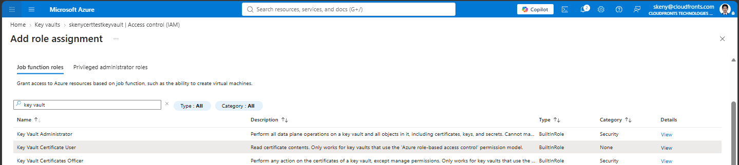 Key Vault IAM