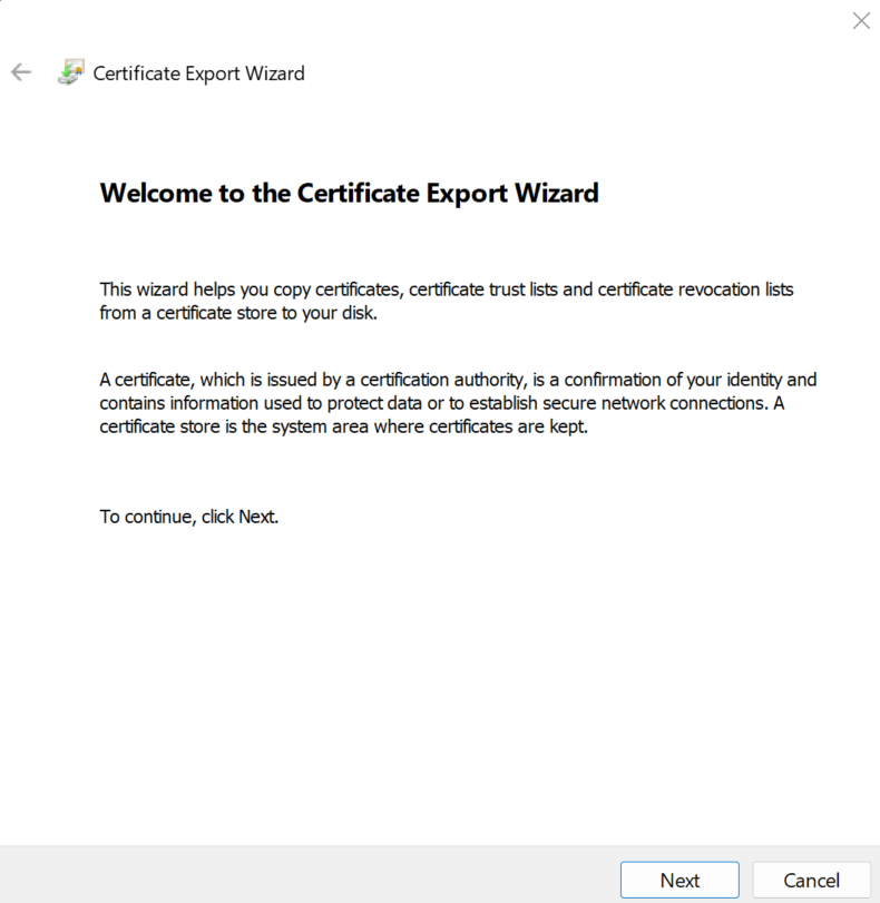 Certificate Export Wizard