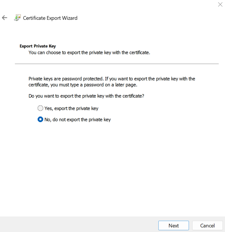Export without private key