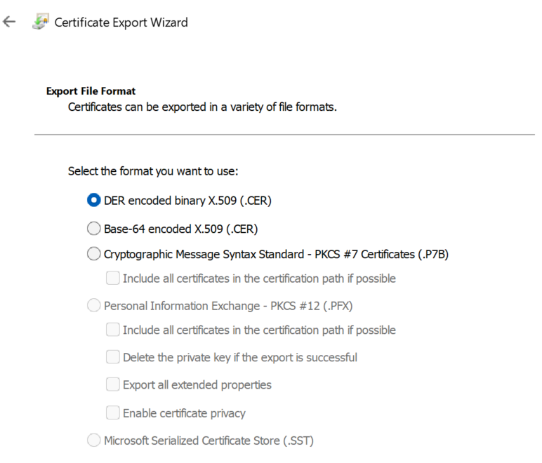 DER encoded certificate