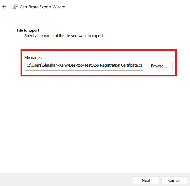 Certificate export path