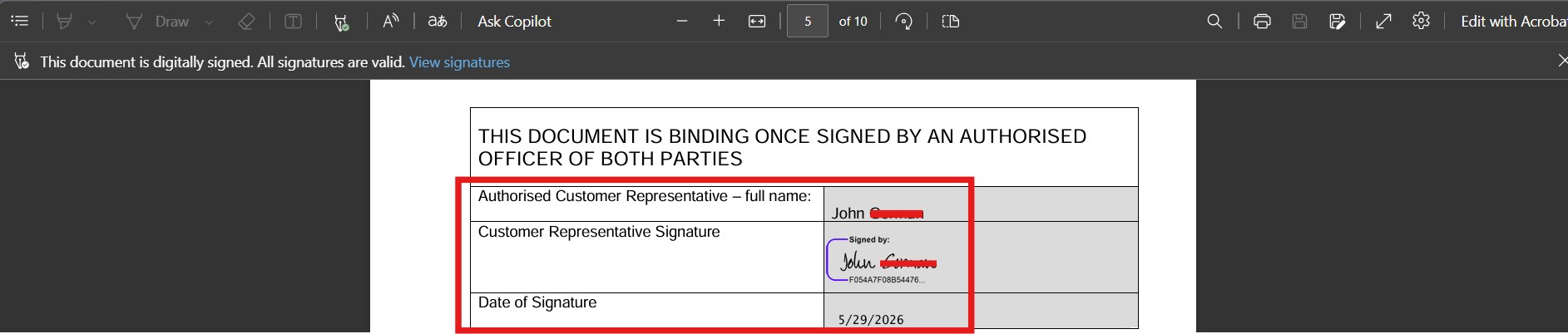 DocuSign Integration Screenshot