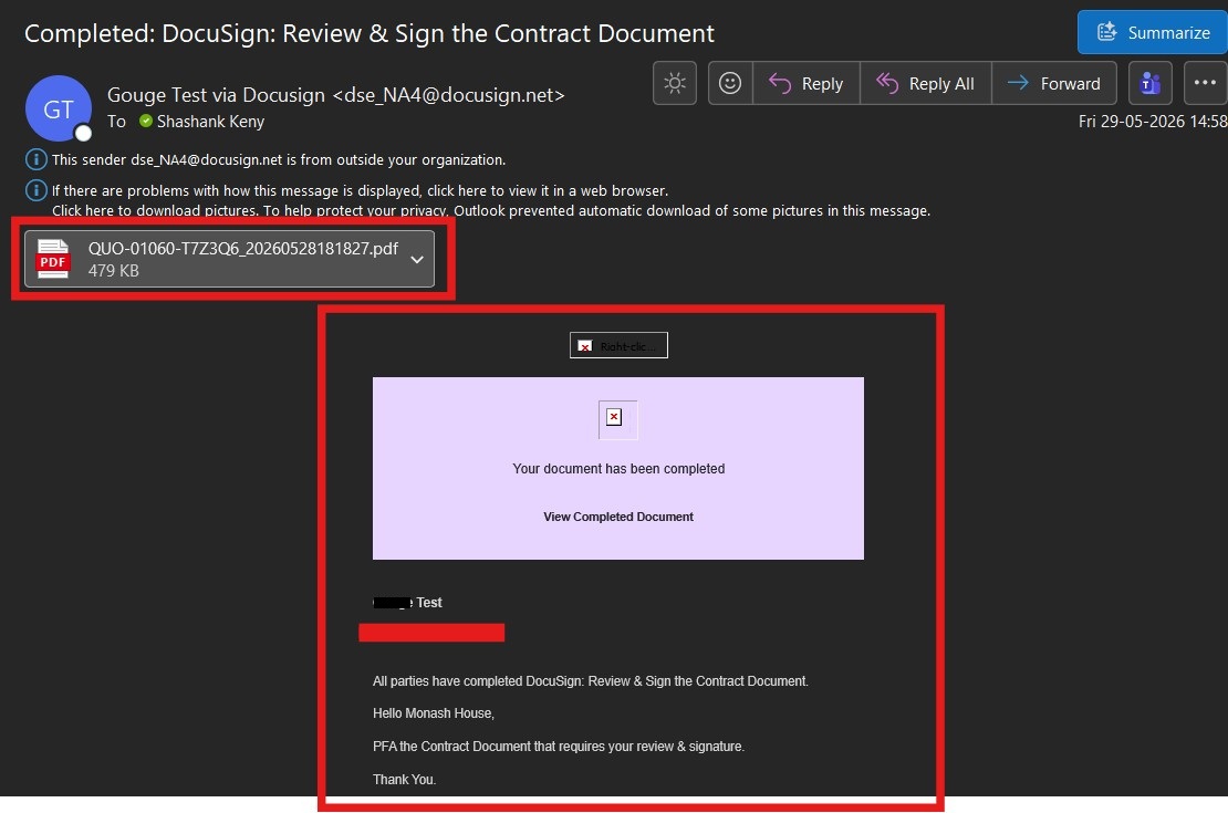 DocuSign Integration Screenshot
