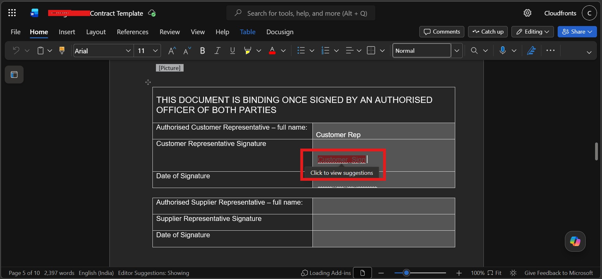 DocuSign Integration Screenshot