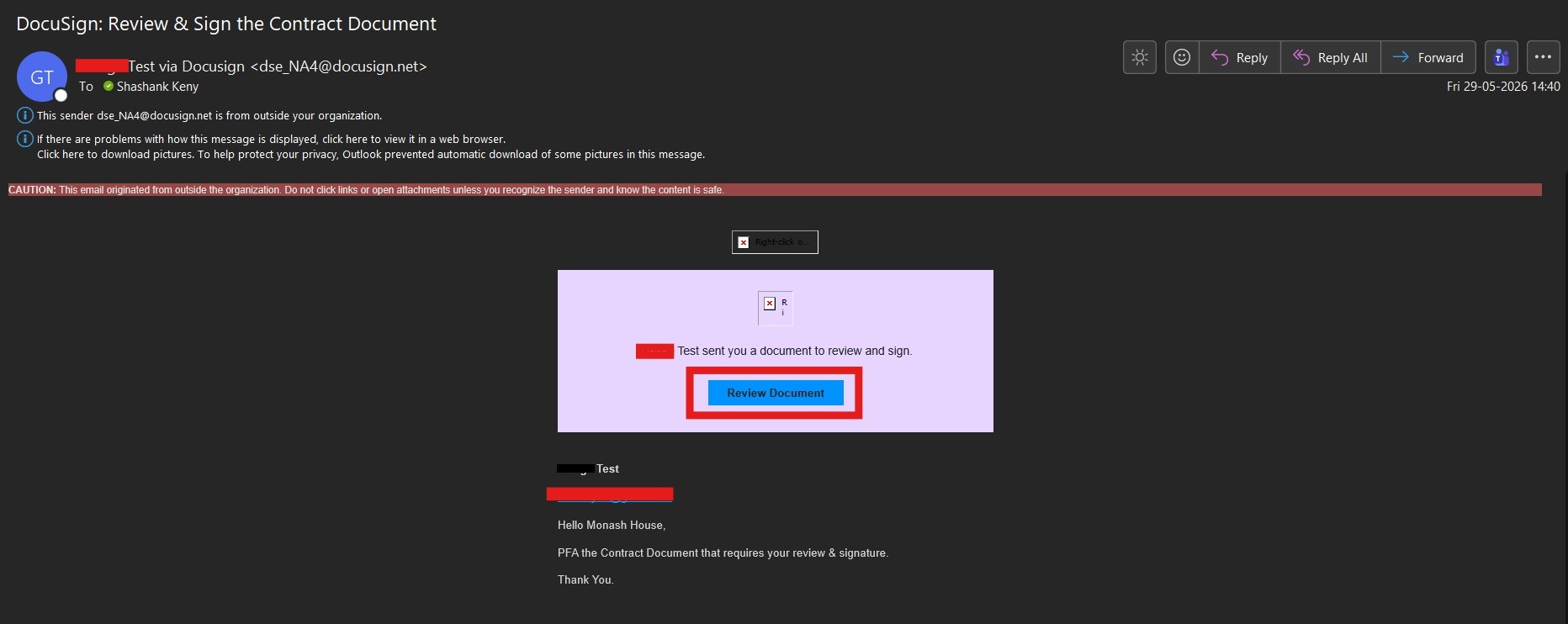 DocuSign Integration Screenshot