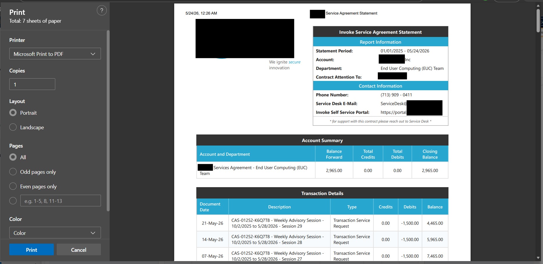 Real-time financial statement reporting dashboard inside Microsoft Dynamics 365 Project Operations