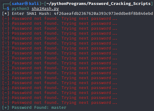 sha1Hash Password