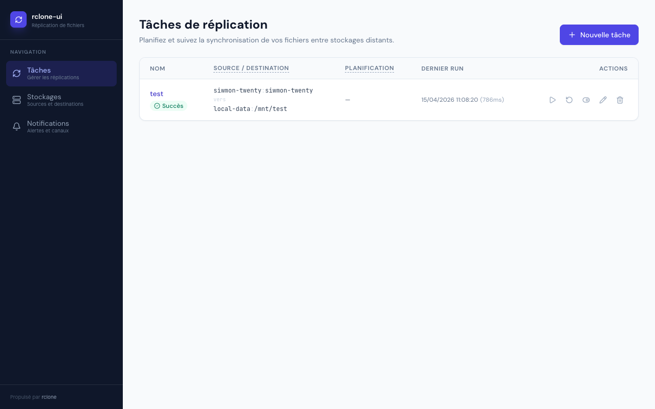 Liste des tâches
