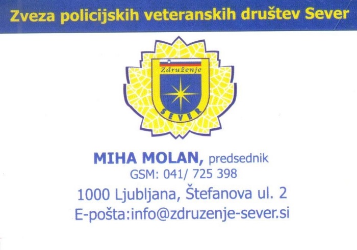 Vizitka predsednika Zveze policijskih veteranskih društev Sever Slovenije
                        Mihe Molana.