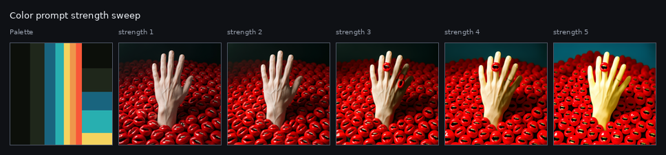 Color-word prompt strength 1-5 sweep