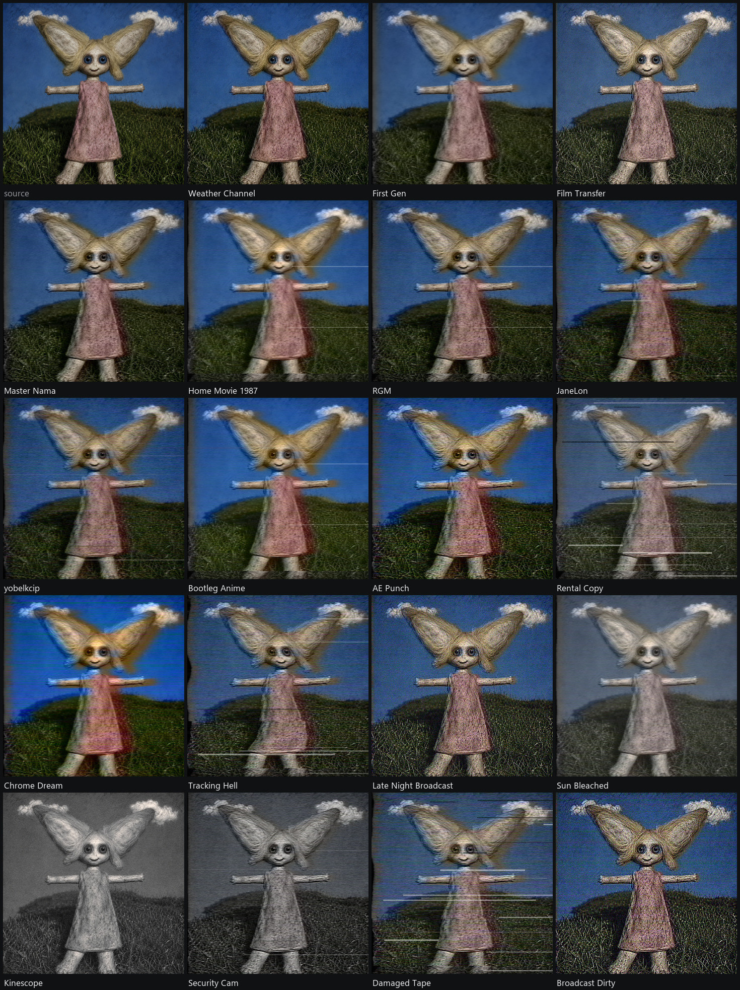 The source and all 19 presets