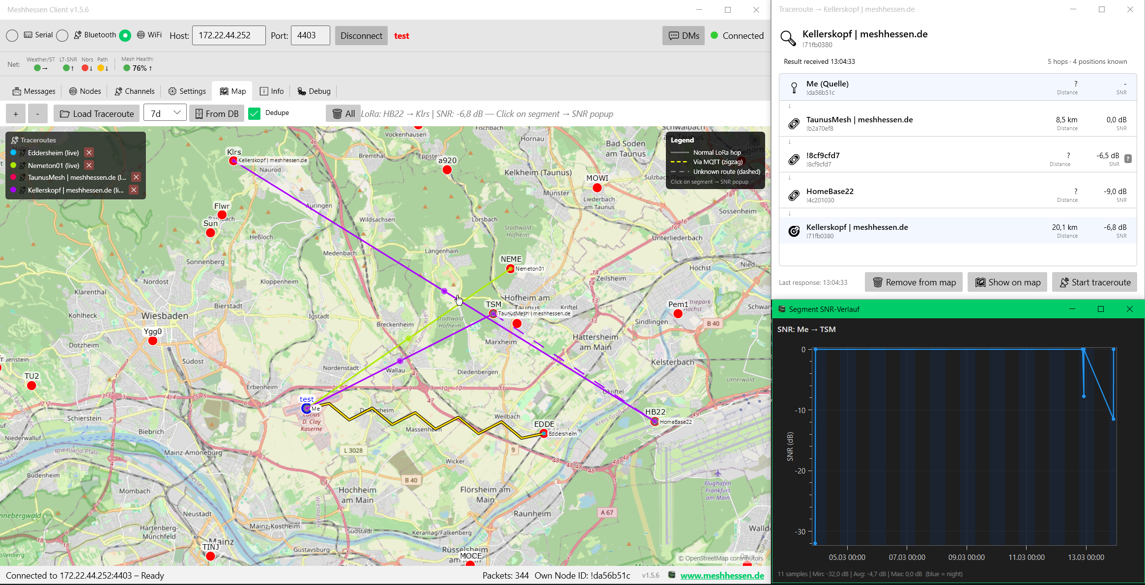 Meshhessen Client – Offline-Karte mit Meshtastic Node-Positionen unter Windows