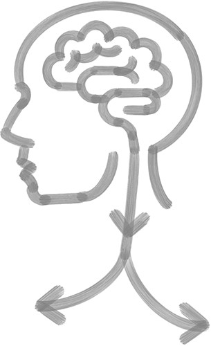 human head with arrows pointing to body