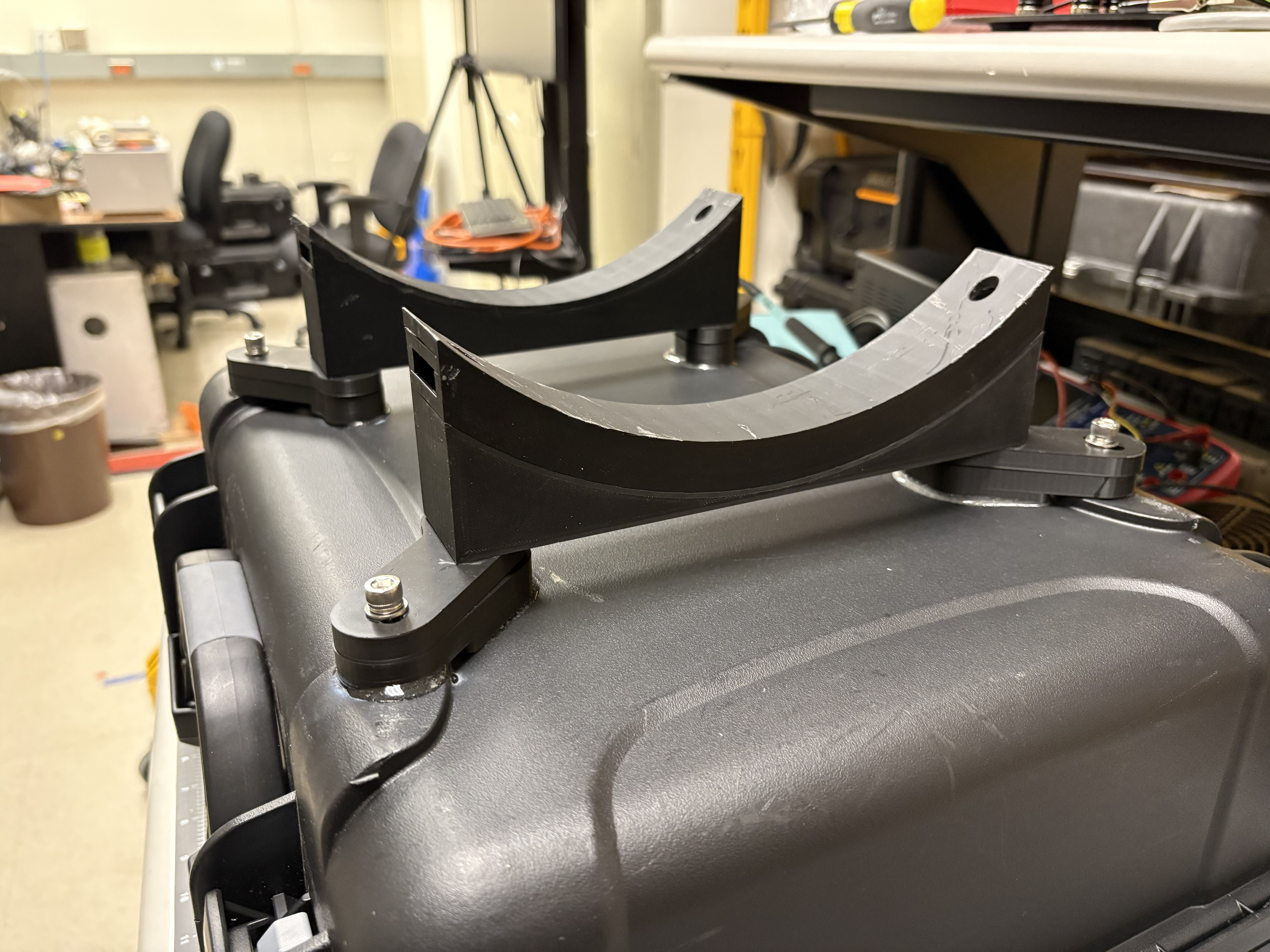 Installed external robot mounting assembly.