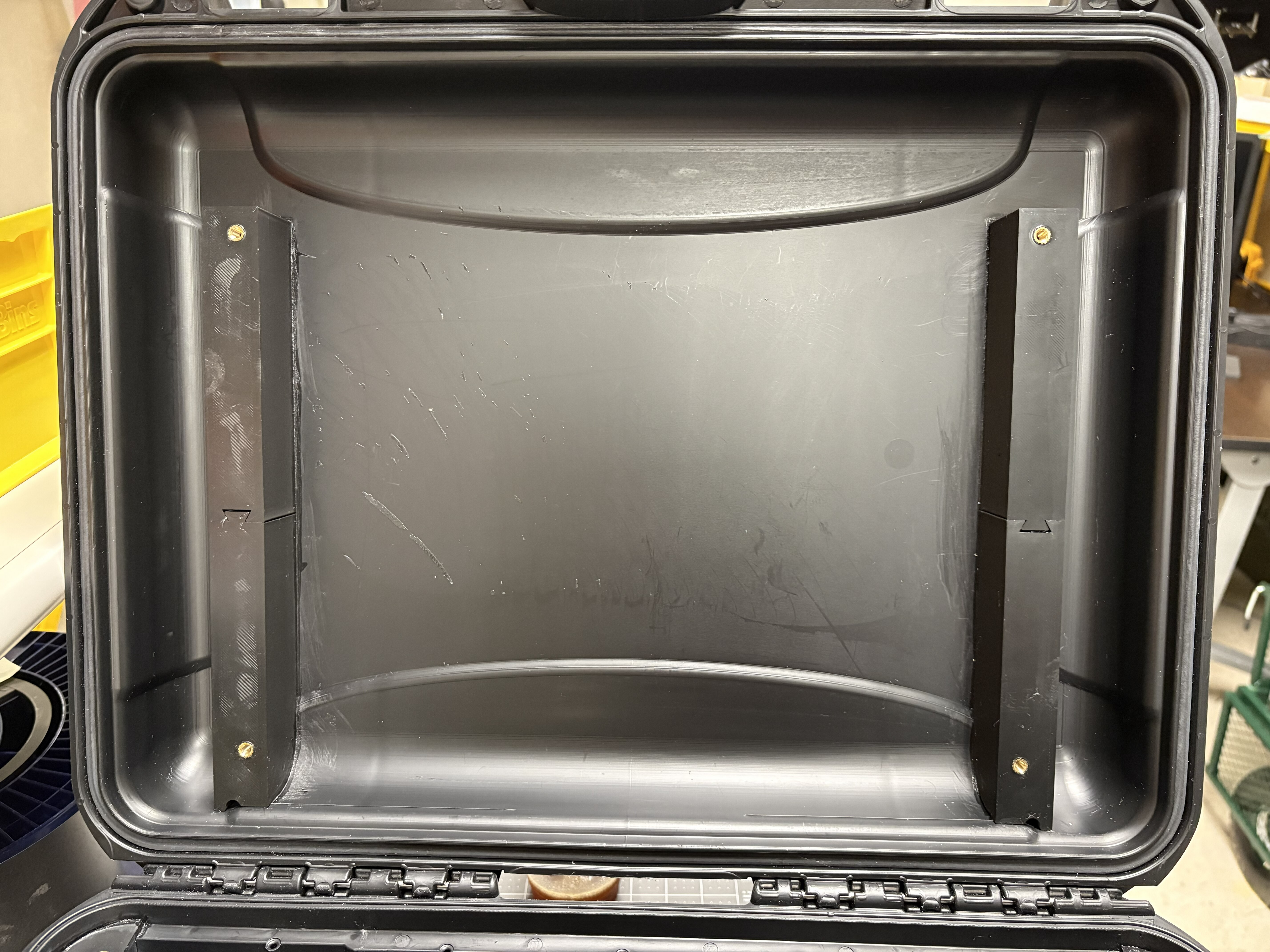Installed screen brackets.