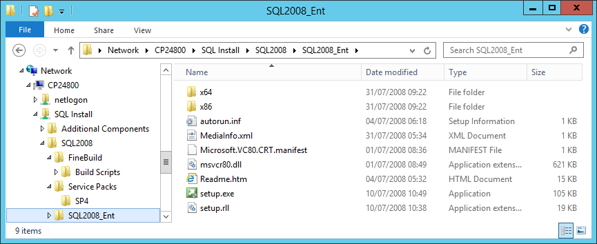 SQL 2008 Media Folders