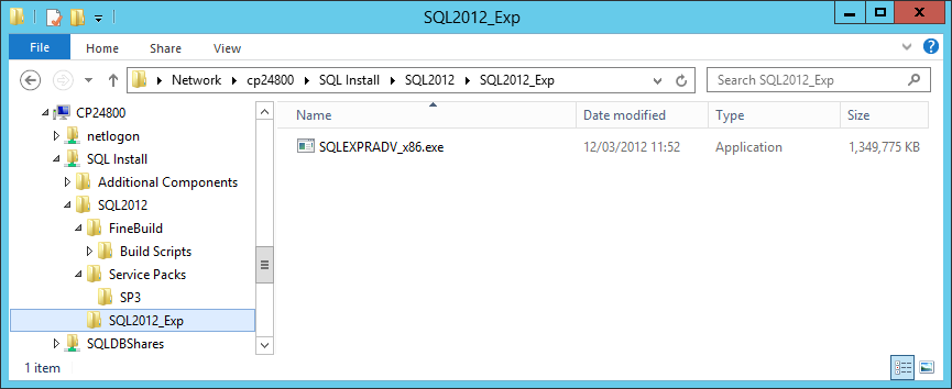 SQL 2012 Express Edition Media Folders
