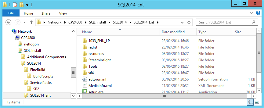 SQL 2014 Media Folders