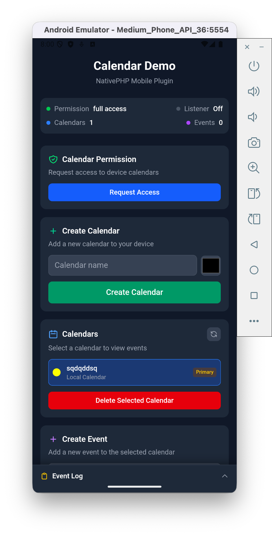 Calendar plugin on Android