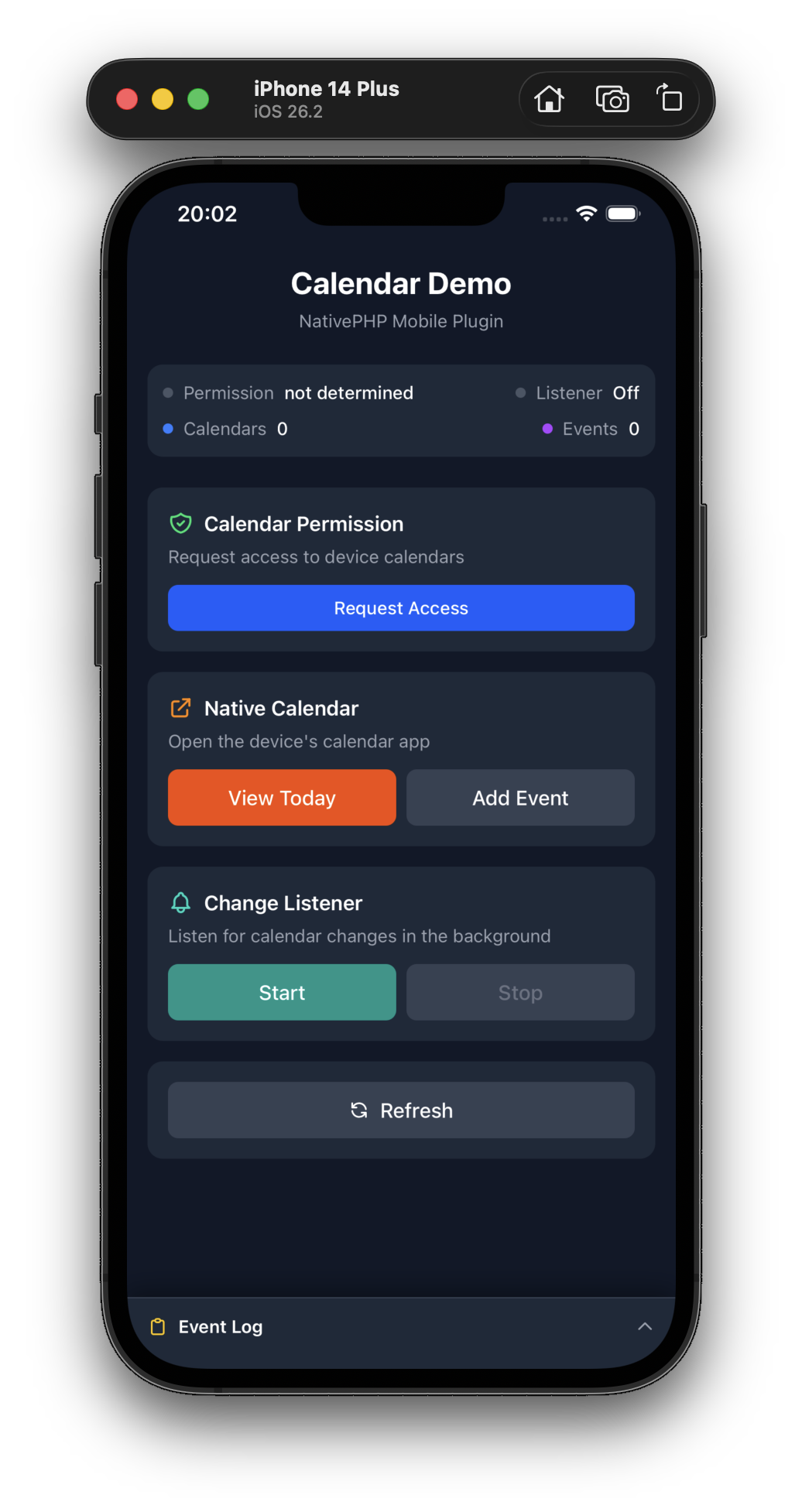 Calendar plugin on iOS