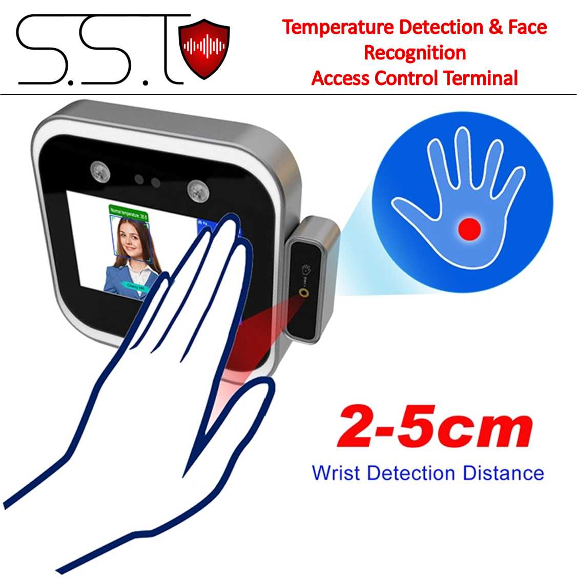Non-contact Face Recognition Device RFID Card Palm Wrist Temperature Measurement Thermometer For Sale Sound And Safety Technologies Sri Lanka.