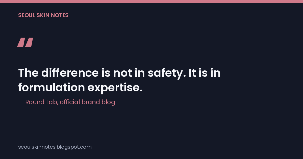 The difference is not in safety. It is in formulation expertise. — Round Lab, official brand blog