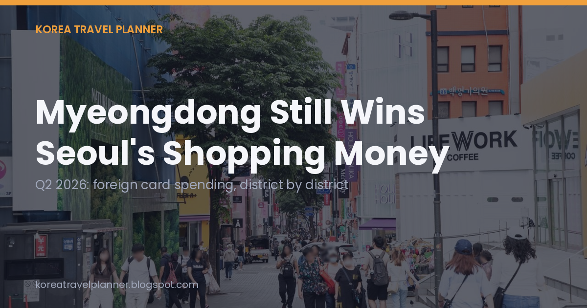 Myeongdong Still Wins Seoul's Shopping Money — opening card, Q2 2026 foreign card spending by district