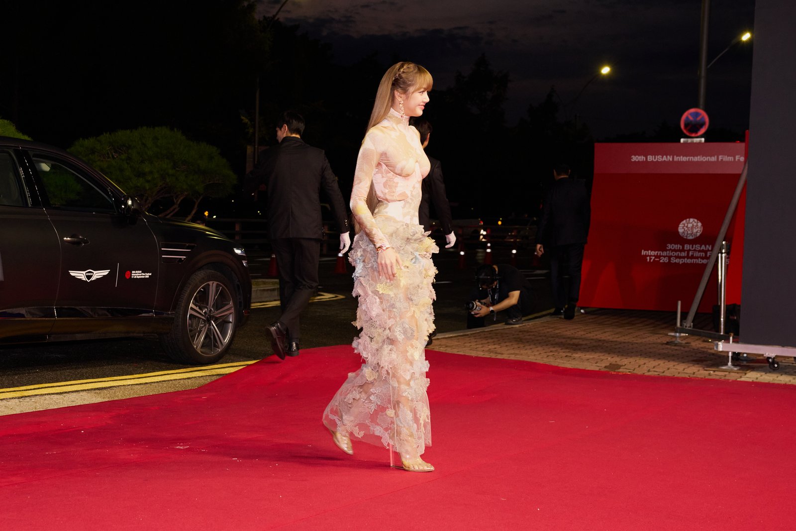 Lisa at the 30th Busan International Film Festival red carpet in September 2025, a year before Always Lalisa's own festival premiere. Photo by Outhere505, CC BY-SA 4.0, via Wikimedia Commons