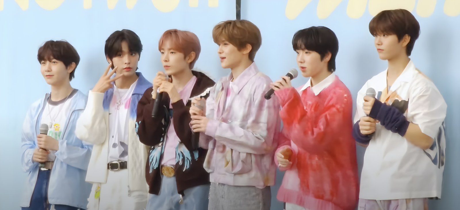 NCT WISH's six members at a March 2024 fan meeting in Seoul. Photo by 아이도루러브, CC BY 3.0, via Wikimedia Commons