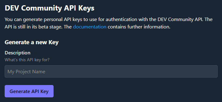 Generate API Key