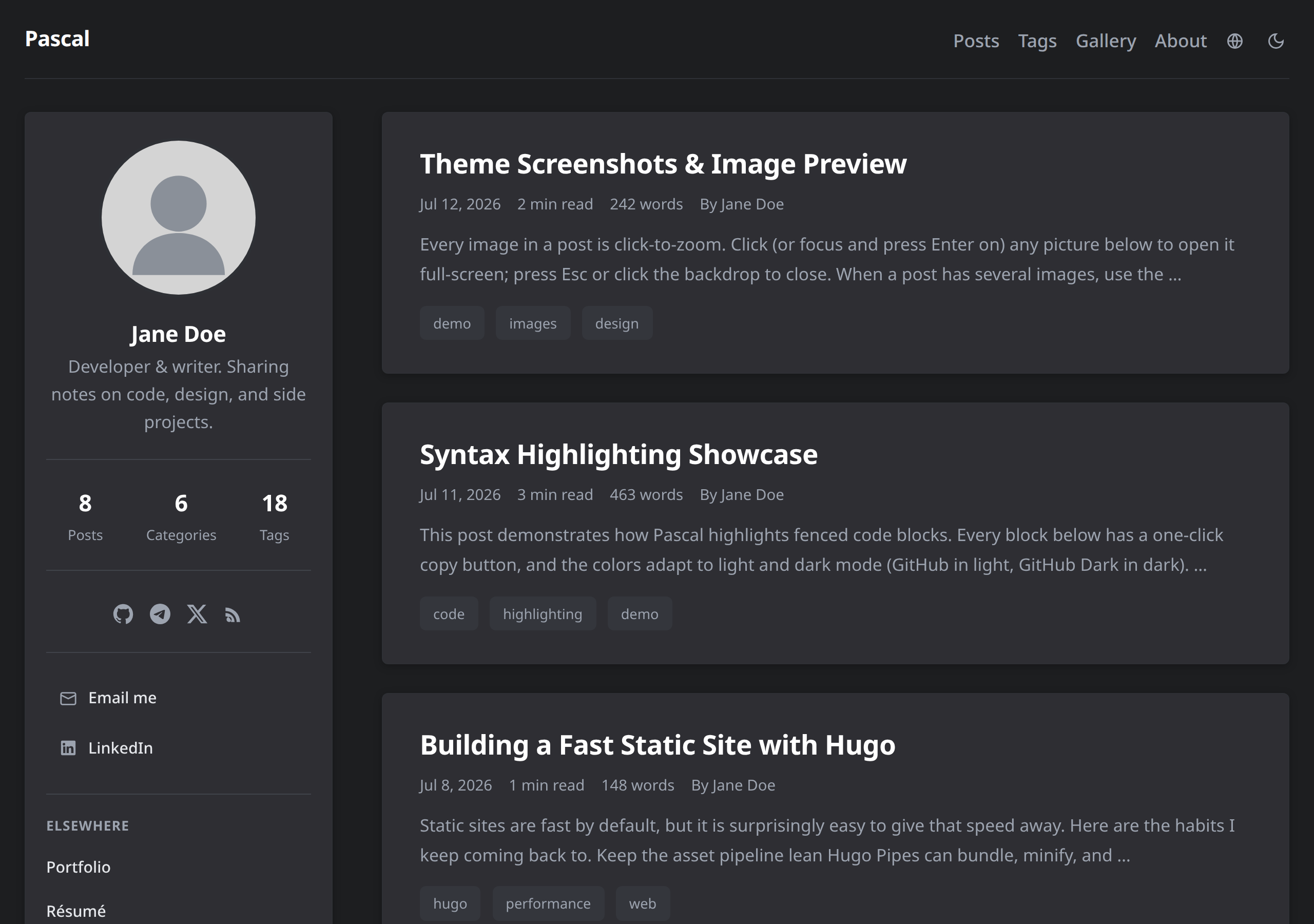 hugo-theme-beacon 网站模板截图
