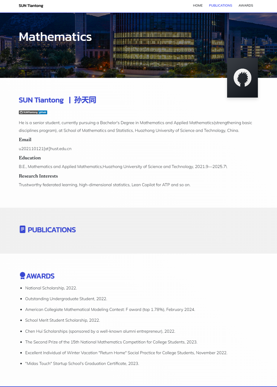 GitHub - SUNTiantong/SunTiantong.github.io: Personal website for ...