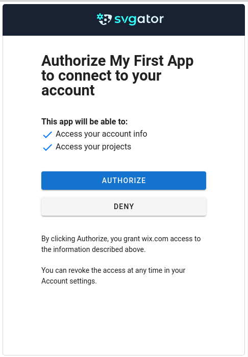 Authorization Popup