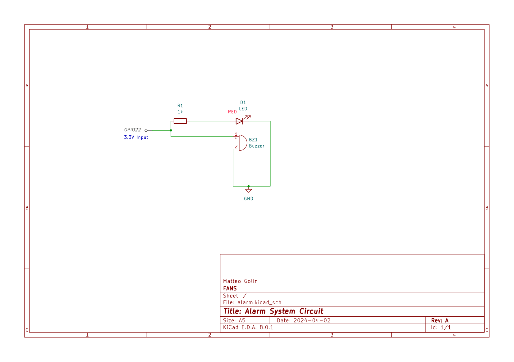 Alarm system circuit