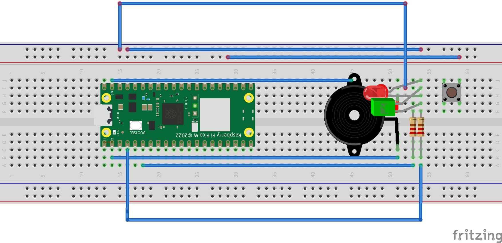 Fritzing schematic of pico alarm