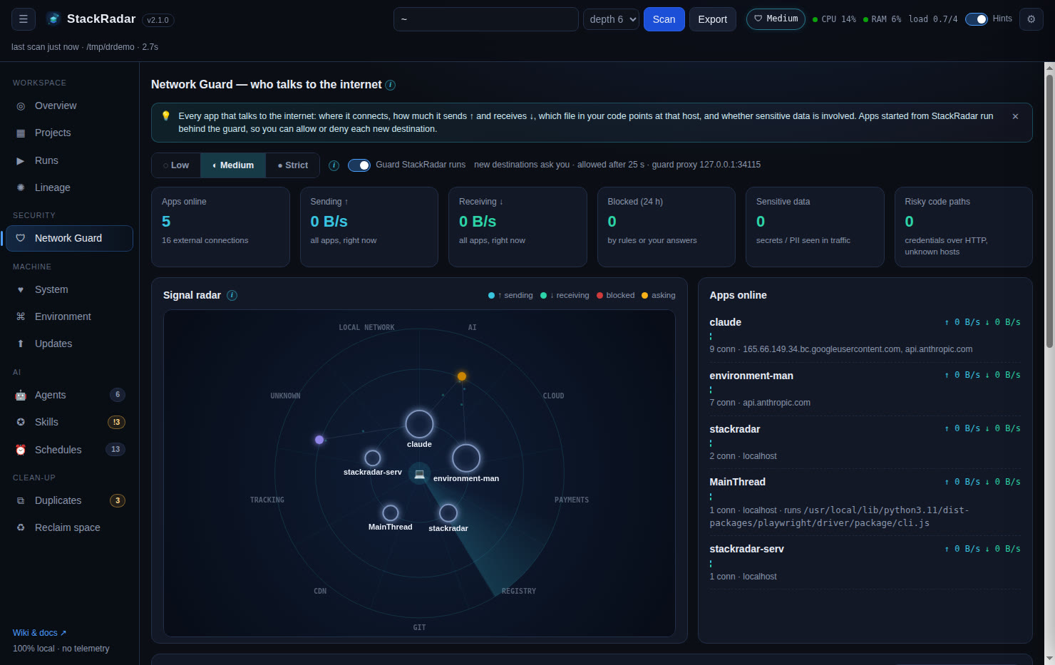 StackRadar desktop app on Linux